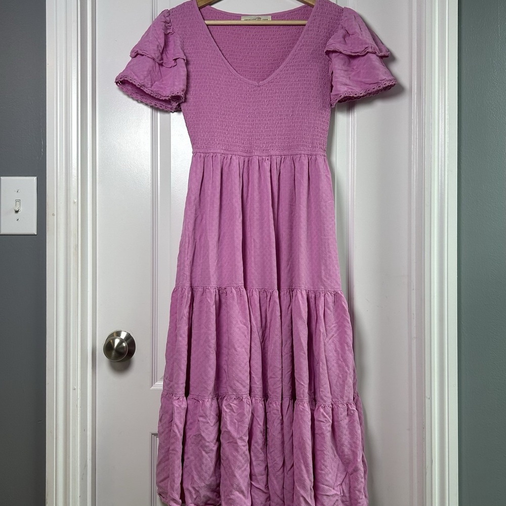Penelope Rose Orchid Pink Puff Sleeve Smocked Maxi Dress Coquette Romantic Style
